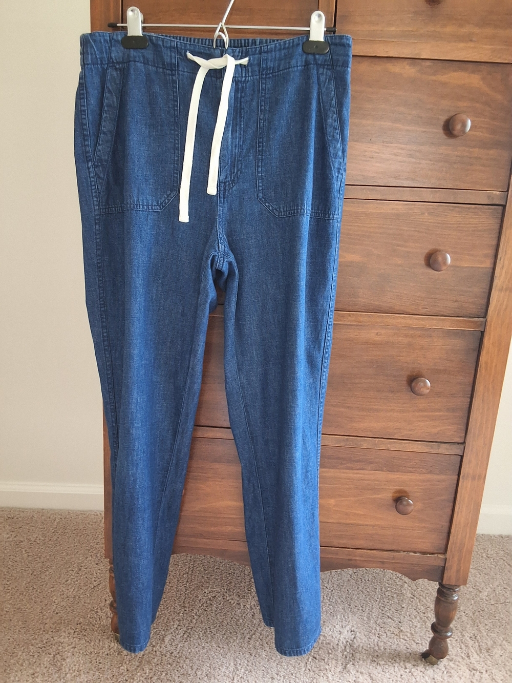 J. Crew Blue Lightweight Denim Drawstring Waist Pants